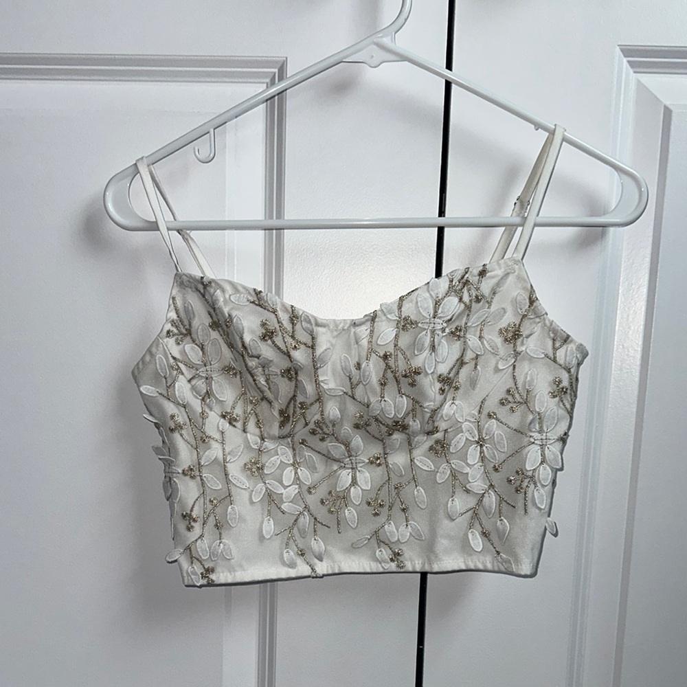 SHEIN Tan and Gray Embellished Crop Camisole